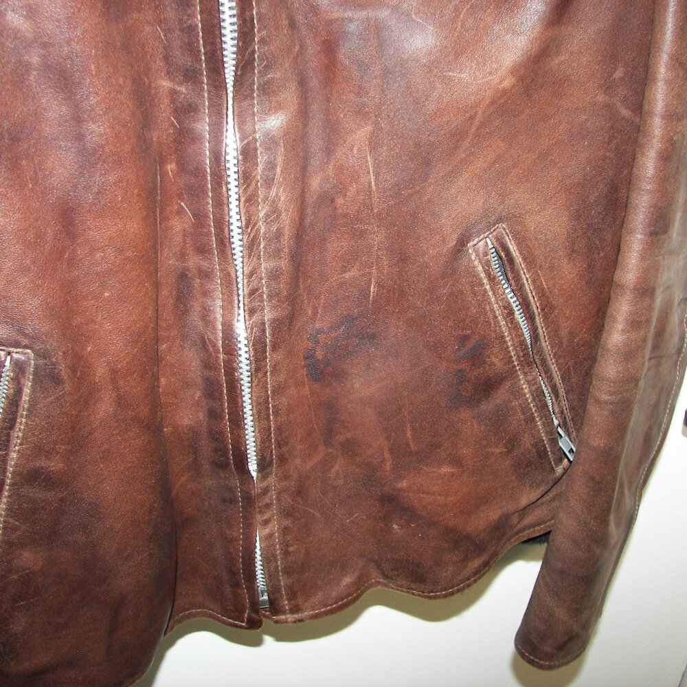 Vintage Golden Goose Giusso distressed caffe leather bomber jacket with tags - Picture 16 of 16